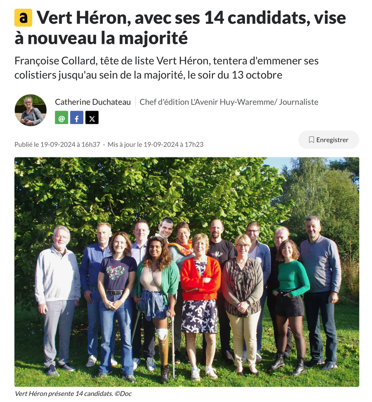 Vert Héron, avec ses 14 candidats, vise à nouveau la majorité